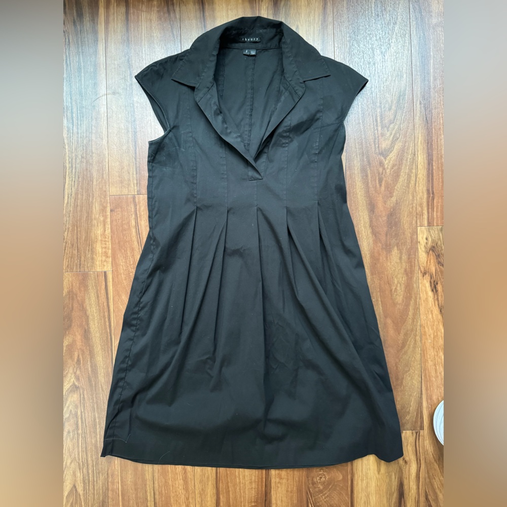 Black Theory Collared Cap Sleeve Shirt Dress
